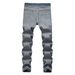 Men's Light Wash Distressed Straight Leg Jeans Vintage-Inspired Ripped Denim Pants for Casual And Streetwear_mkmklike.com