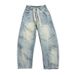 Men's Clothing Men's Summer Casual Fashion Patchwork Washed Loose Fit Jeans Trendy Retro Style Trousers For Formal & Casual_mkmklike.com