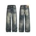 Cleanfit Washed Denim Pants – Men's Relaxed Straight-Leg Jeans With Vintage Creases & Stacked Hem (S-XXL)_mkmklike.com