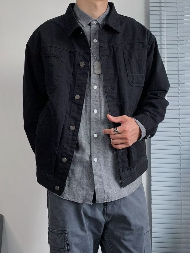 Spring And Autumn Casual Workwear Men Retro Denim Jacket American Style Men's Top Trendy Loose Outerwear_mkmklike.com
