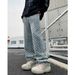 Men's Hip-Hop Streetwear Jeans - Vintage Wide-Leg Denim Pants With All-Over Print, High-Waisted Loose Fit For Urban Vibe (Black/Blue, S-3XL)_mkmklike.com