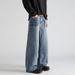 American High Street Crease Rivet Design Jeans Men's Autumn And Winter New Loose Slimming Straight Wide Leg Pants_mkmklike.com