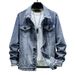 Loom 2022 Men's Early Spring Slim Fit Workwear Jacket Embroidered Denim Top Printed Shirt Trendy Brand European And American_mkmklike.com