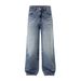 LKTM Retro Washed Wide Leg Jeans Midweight Polyester Loose Straight Leg Pants for Men And Women Trendy Versatile Blue Jeans_mkmklike.com