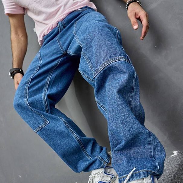 Men's Clothing New Retro Casual Denim Loose Pants High Street Wide Leg Pants_mkmklike.com