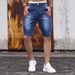 Men's Mid-Length Straight Fit Denim Shorts Washed Blue Cotton Casual Summer Shorts for Teens_mkmklike.com