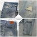 Men's Distressed Slim Fit Jeans With Paint Splatter & Patchwork Detail - Vintage Blue Denim Pants For Casual Streetwear_mkmklike.com