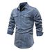 Loom 2024 Cross-Border Foreign Trade Autumn Winter Size Men's Denim Shirt Washed Vintage Long Sleeve Retro European And_mkmklike.com
