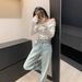 Women's Clothing Light Colored Jacquard Straight Jeans For Spring New High Waist Versatile Loose Wide Leg Pants_mkmklike.com