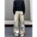 Men's Retro 3D Digital Print Jeans - Loose Fit Straight Leg Pants (Yellow Ochre, S-XXXL)_mkmklike.com