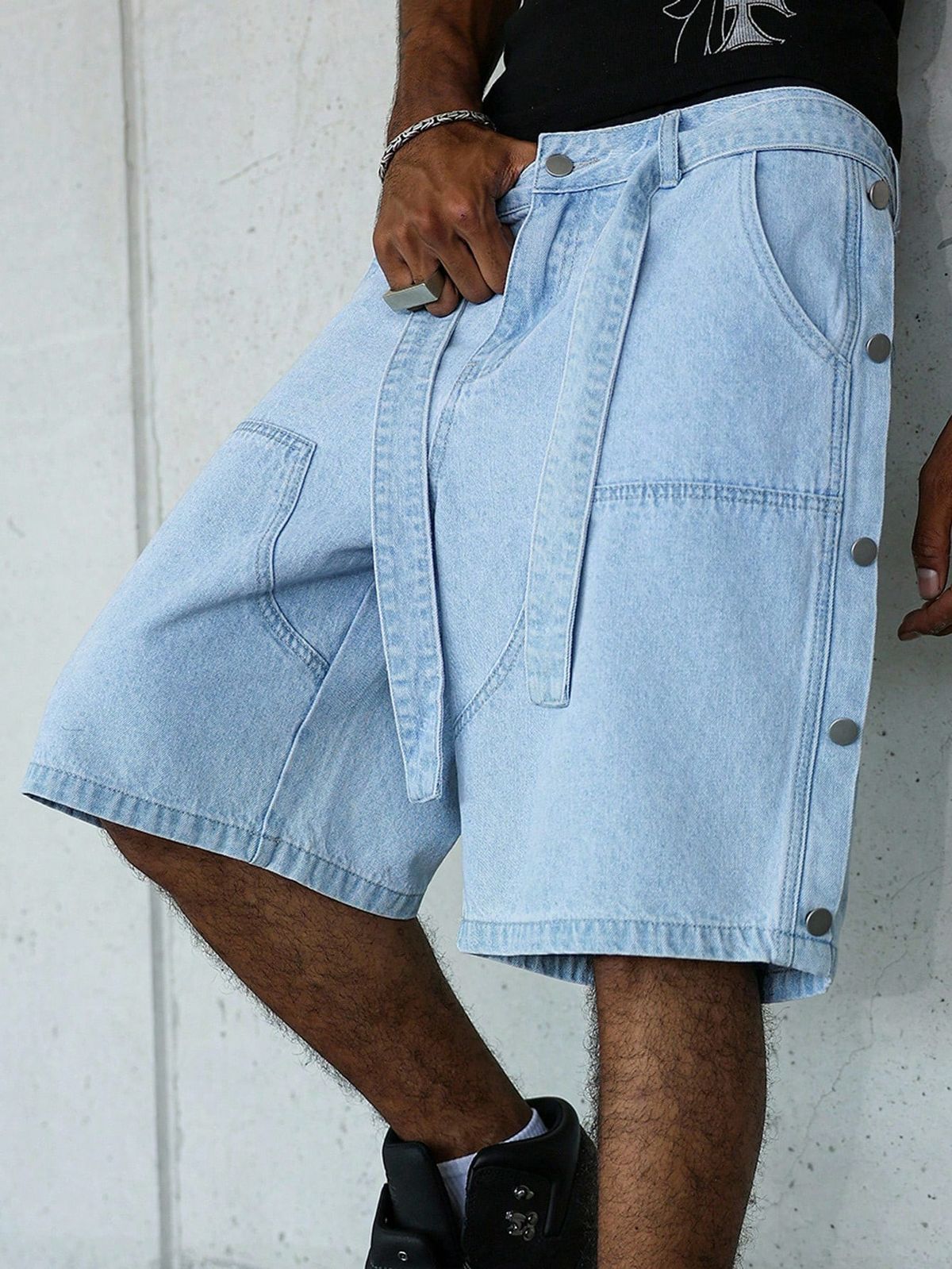 Men's Clothing Summer Casual Style Wide Leg Cargo Shorts Sporty Loose Fit Five Point Street Jeans_mkmklike.com