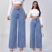 Women's High-Waisted Casual Wide Leg Jeans Blue Wide Leg Pants Cross Border E-Commerce Bestseller_mkmklike.com