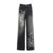 Women's Clothing Print Contrast Low Waist Vintage Gothic Print Low-Rise Loose Straight-Leg Washed Distressed Denim Jeans For Streetwear Enthusiasts_mkmklike.com