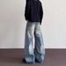 Men's Vintage Light Blue Straight Bootcut Jeans - High Street Cleanfit Style With Bamboo Cotton & Distressed Details_mkmklike.com