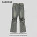 American Street Style Knee-Ripped Belt Jeans Unisex Punk Motorcycle Workwear Long Pants Trendy_mkmklike.com
