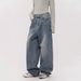 Autumn And Winter American Retro Rhinestone Jeans, Spicy Girl Style, Loose Straight-leg Jeans For Women, High Street_mkmklike.com