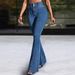 Women's Stretch Flared Jeans – High-Waisted Slimming Patchwork Denim Pants For Spring & Fall_mkmklike.com