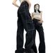 ELLE Women's Straight Loose Jeans Spring Autumn Winter 2024 New High Waist Slimming Petite Wide Leg Cargo Pants_mkmklike.com