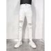 Men's Clothing Spring And Summer New High Street Hole Jeans Men's Pants Slim Small Straight Black Beggar White Hip Hop Pants_mkmklike.com