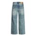Washed Denim Wide-Leg Men's Distressed Frayed Straight-Leg Trousers Street Fashion American Style Versatile Loose Dad_mkmklike.com