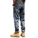 Men's Retro Stretch Jeans Loose Slim Fit Ripped Washed Cropped Harem Pants Trendy Spring Autumn_mkmklike.com