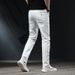 High End White Straight Leg Loose Fitting Long Trousers for Men Casual Stretchy Denim Perfect for Spring And Summer_mkmklike.com