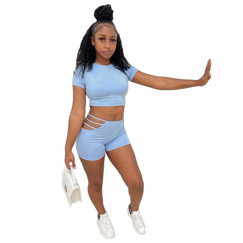 Women's clothing new fashion casual sports sexy solid color two-piece set_mkmklike.com