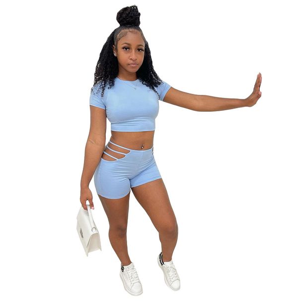 Women's clothing new fashion casual sports sexy solid color two-piece set_mkmklike.com