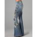 Women's 3D Digital Print Slimming Flared Jeans Fashionable Autumn/Winter New European American Style Independent Website_mkmklike.com