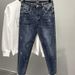 Men's Slim Fit Distressed Jeans Washed Dark Blue Cropped Trousers Trendy Versatile New Spring Autumn Style_mkmklike.com