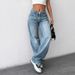 Women's High-Waisted Flared Jeans – Stretch Denim | Wide Leg | Summer Lightweight | S-XL | Vintage Washed Blue_mkmklike.com