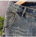 Men's Trendy Embroidered Ripped Denim Shorts Mid-Length Distressed Loose Fit Five Point Pants Plus Size Youth Riding Breeches_mkmklike.com