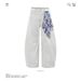 Vintage Baggy Jeans For Men & Women - Distressed White Relaxed Fit High Waist Straight Leg Cleanfit Pants With Western Style Embroidery_mkmklike.com