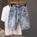 Men's Clothing New Denim Shorts Men's Trendy Brand Shorts Loose Straight Youth Mid Length Pants Personality Breeches Men_mkmklike.com