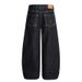 Turquoise Rivet & Button Embellished Denim Jeans – Scimitar Cut Wide-Leg Pants For Men_mkmklike.com
