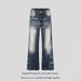 Unisex Vintage American Retro Streetwear Jeans | Light Wash Distressed Flared Bootcut Denim Pants With Studded Details_mkmklike.com
