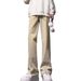 Yellow Mud Washed Jeans Men's Autumn And Winter New Cleanfit Pants American High Street Straight Scimitar Slightly Pulled Pants_mkmklike.com