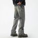 "Men's Retro Splatter Paint Jeans – Loose High Street Style, Washed Straight Leg Pants (Artistic Distressed, Summer Casual, Trendy Streetwear)"_mkmklike.com