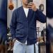 Heavyweight High Grammage Fleece-Lined Thick Knitted Terry V-Neck Button-Down Jacket For Men Winter Retro Trendy Youth_mkmklike.com
