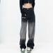 Black Gradient Jeans Women With A Pear-shaped Figure, 2026 High-waisted Straight Wide-leg Pants, Long Trousers For_mkmklike.com