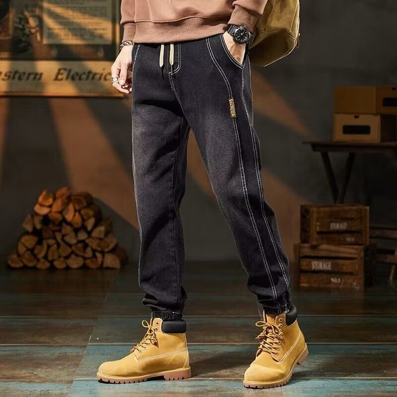 Men's Clothing New jeans for men, loose elastic versatile autumn and winter casual pants for men, wear resistant and washable_mkmklike.com