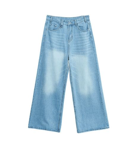 Men's Clothing Niche Worn And Distressed Retro Washed Straight Jeans Men's Loose Versatile Wide Leg Mopping Trousers_mkmklike.com