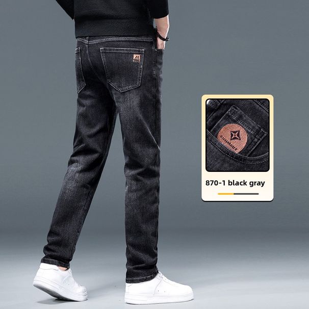 Men's Jeans Slim-Fit Straight Casual Long Pants_mkmklike.com