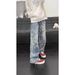 Washed Retro Jacquard Jeans Men's Spring And Autumn American Vibe Design Trendy Brand Straight Casual Trousers Men_mkmklike.com