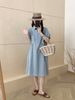 Denim Dress 2025 Summer New Korean Short Sleeved Medium Length Skirt, Children's Fashion Collar Shirt Skirt_mkmklike.com