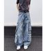 Vintage Washed Heavyweight Cargo Pants With Multi-Pockets – Straight Leg Loose Fit High Street Jeans For Men & Women (Blue/Denim Texture)_mkmklike.com