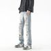 LKTM Men's Wear # American Distressed Jeans Men's Trendy Brand High Street Washed Zipper Split Long Pants_mkmklike.com