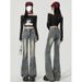 Retro High-waisted Micro-flared Jeans For Women, 2026 Summer Thin New Slim-fit Petite Popular Bootcut Pants_mkmklike.com