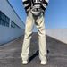 Nordmann European And American Style Vibe High Street Design Sense Niche Long Pants Ins Trend Brand Loose Straight Yellow Mud_mkmklike.com