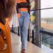 Women's Clothing Elastic Waist High Waist Button Stretch Slim Wide Leg Long Jeans For Women_mkmklike.com